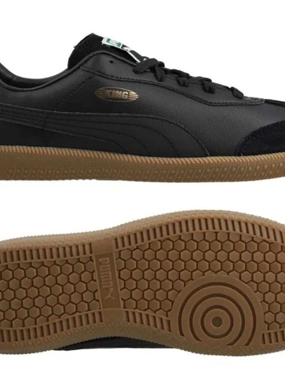 Puma Black Leather Sneakers with Gum Sole